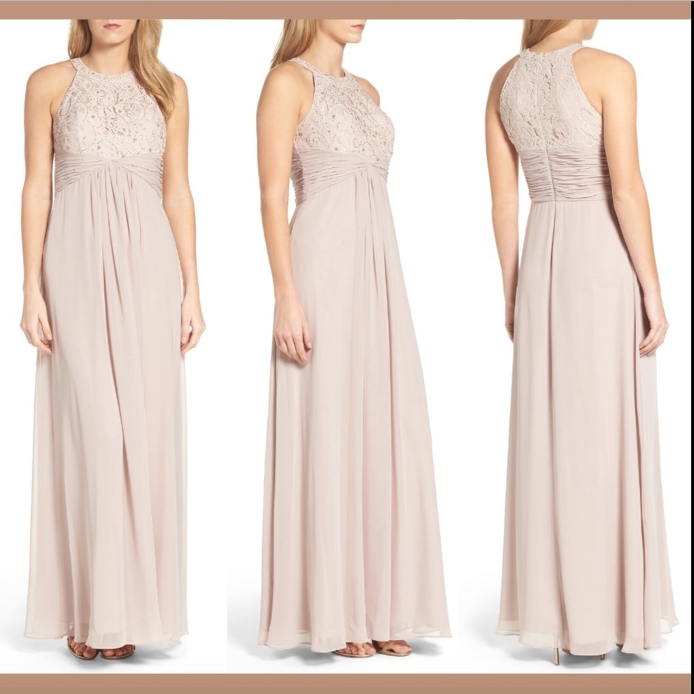 NWT $198 Eliza J Beaded Lace & Chiffon Gown CHP‎ [ SZ 10 ]